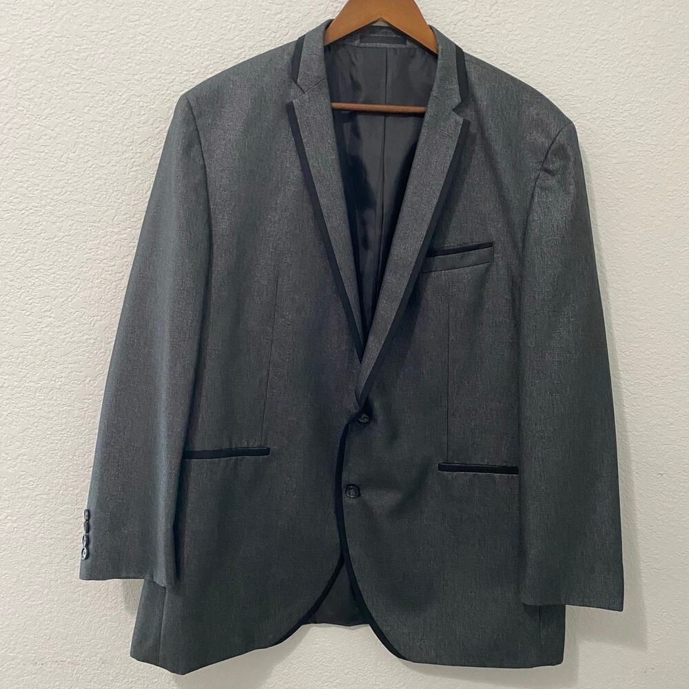 Kenneth Cole Reaction Slim Fit Blazer Gray Black Dinner Jacket 46R*